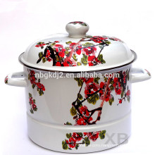 Chinese style cast iron competitive enamel cookware steamer with coating high quality full decal